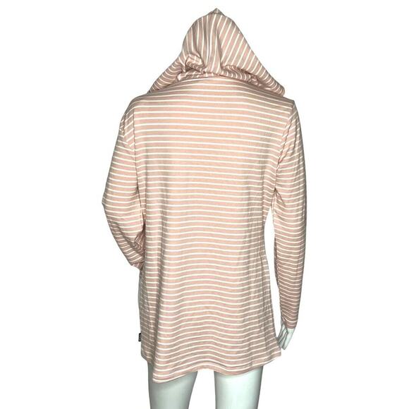 RBX Shirt Womens Small Blush Pink White Stripe Hoodie Everyday Casual Athleisure - Picture 2 of 6